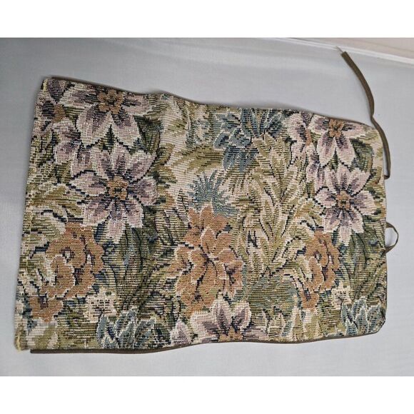 Floral Tapestry Jewelry Roll Organizer With Tie Closure & Multiple Compartments - Picture 3 of 5